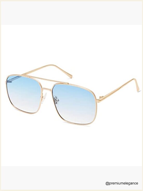 Trendy Square Aviator Sunglasses, Gold Frame, UV400 Protection